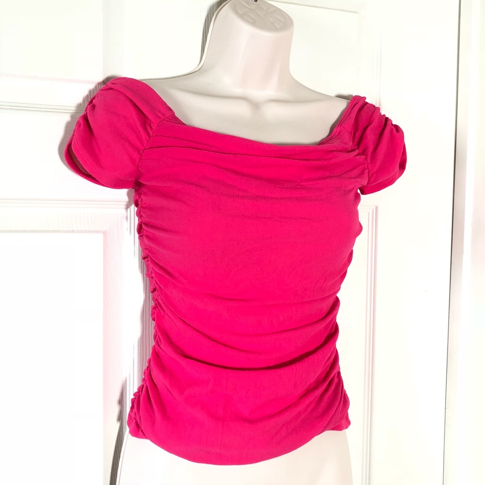 Hot Pink Bebe Ruched Top
